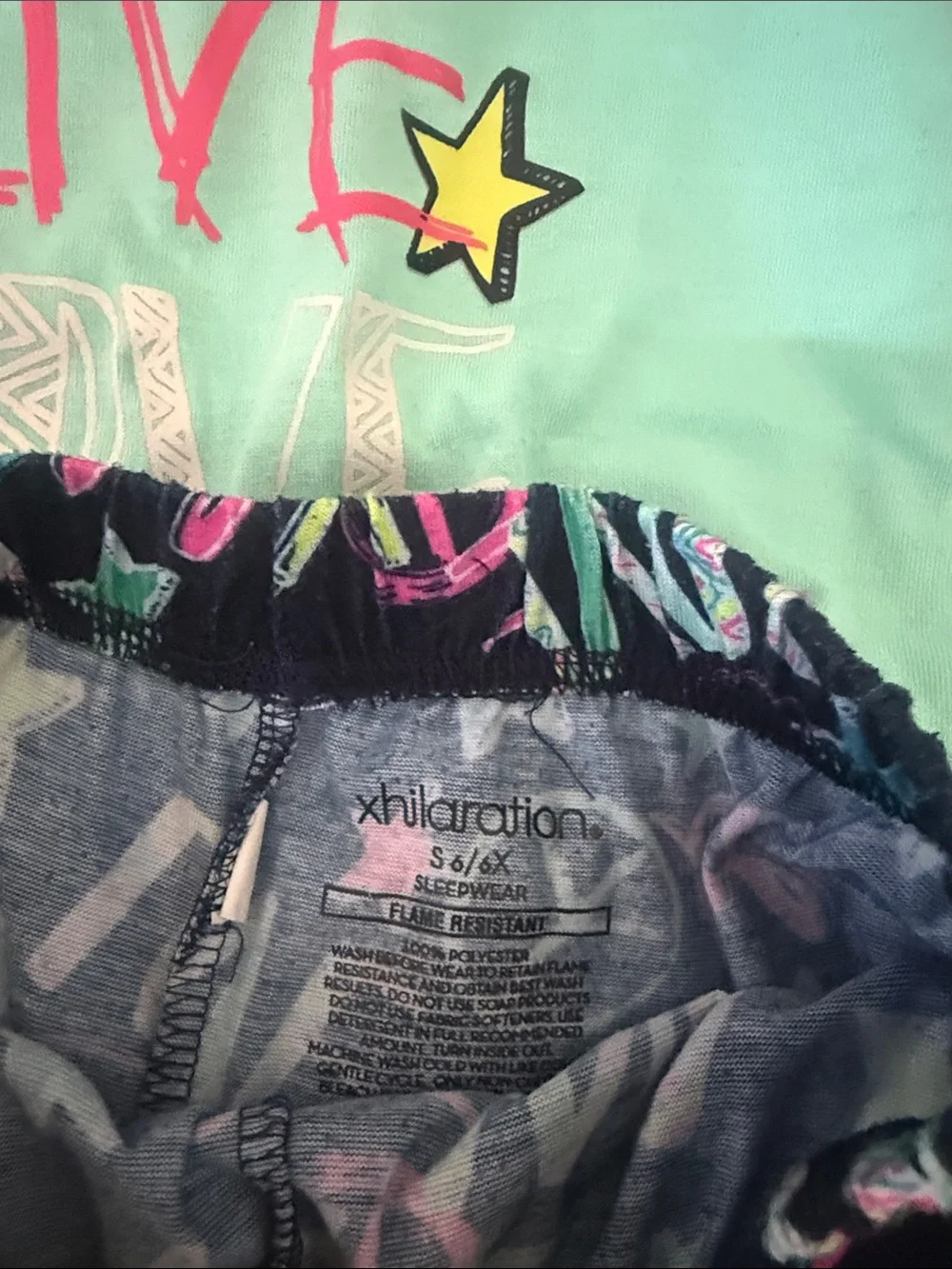 Xhilaration Mint Green Tank Top with Black Star & Peace Sign Shorts